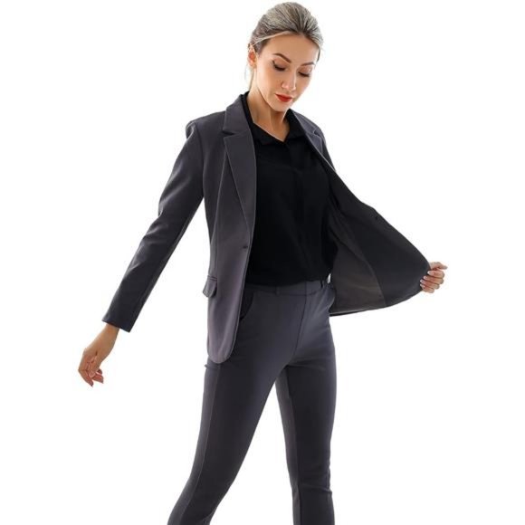 New Gray Marycrafts Women's Business Blazer Pant Suit Set for Work - Picture 7 of 7